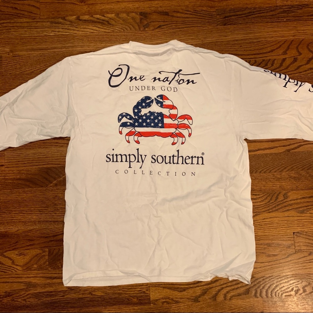 Simply Southern LS tee (red white blue crab)